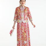 Da Wu Fu Kua in Floral Motifs 密繡花柱大五福